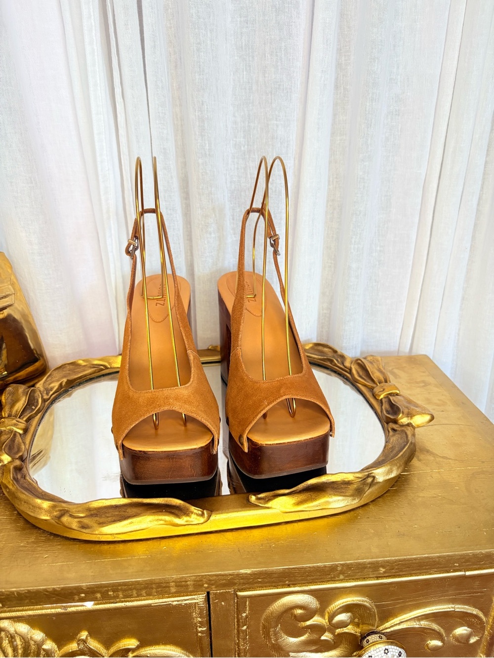 Schutz Rose Sling Brown Suede Studded Platform Sandals Size 9.5 NWOB - Picture 3 of 5